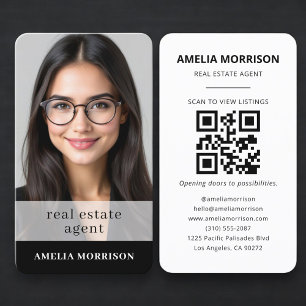 Makelaar in onroerend goed Zwart Wit QR-code foto Visitekaartje