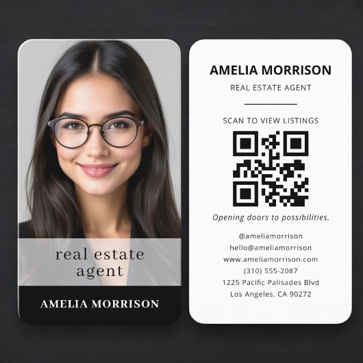 Makelaar in onroerend goed Zwart Wit QR-code foto  Visitekaartje