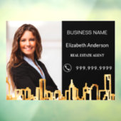 Makelaar in zwart goud foto stadsprofiel raamsticker (Vel 3)