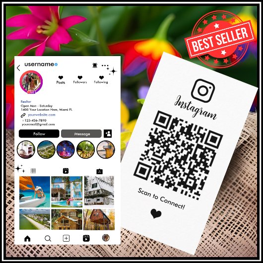 Makelaar Instagram Vastgoedmakelaar Witte QR-code Visitekaartje