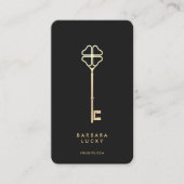 Makelaar Key Vastgoed Hypotheek Elegant Zwart Visitekaartje (Voorkant)