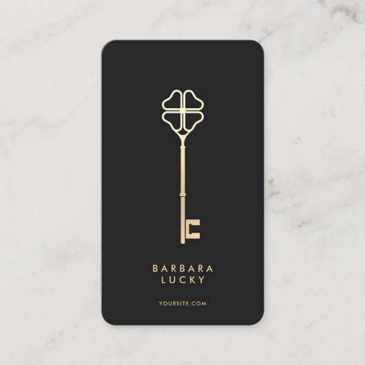 Makelaar Key Vastgoed Hypotheek Elegant Zwart Visitekaartje (Voorkant)