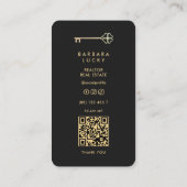 Makelaar Key Vastgoed Hypotheek Elegant Zwart Visitekaartje (Achterkant)