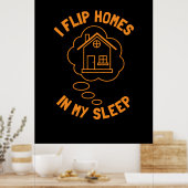 Makelaar Klapt Huizen in Slaap Poster (Keuken)