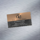 Makelaar koper Metallic Gold Marmer Magnetisch Visitekaartje (Voorbeeld)