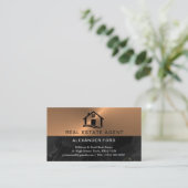 Makelaar koper Metallic Gold Marmer Visitekaartje (Staand voorkant)
