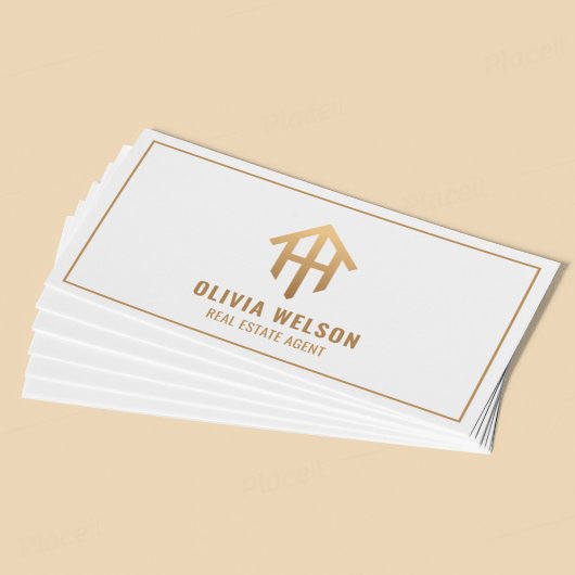 Makelaar L Professioneel Chique Goud & Wit Visitekaartje