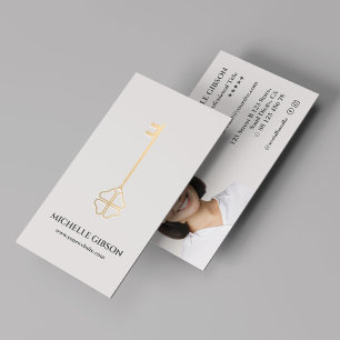 Makelaar Lucky Gold Key Hypotheek Light Sand Visitekaartje