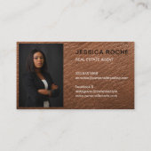 Makelaar makelaar Brown Gold Custom Photo Visitekaartje (Achterkant)