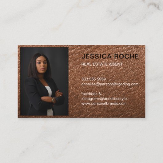 Makelaar makelaar Brown Gold Custom Photo Visitekaartje (Achterkant)