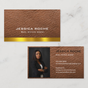 Makelaar makelaar Brown Gold Custom Photo Visitekaartje