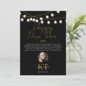 Makelaar makelaar Happy New Year Black Feestdagenkaart (Staand voorkant)
