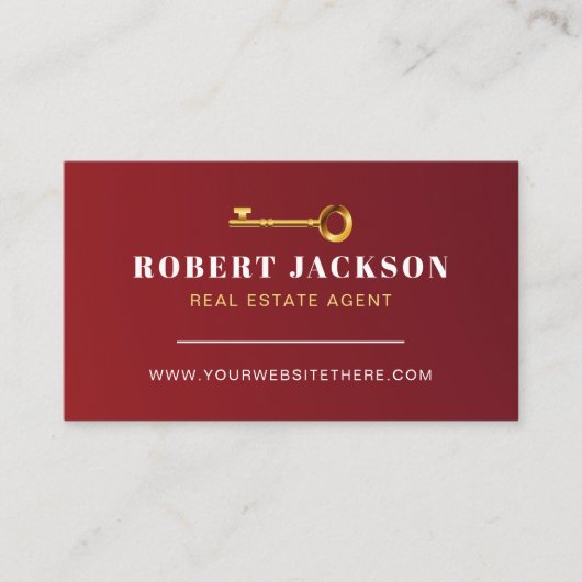 Makelaar Makelaar Luxe Gouden sleutel Visitekaartje (Voorkant)