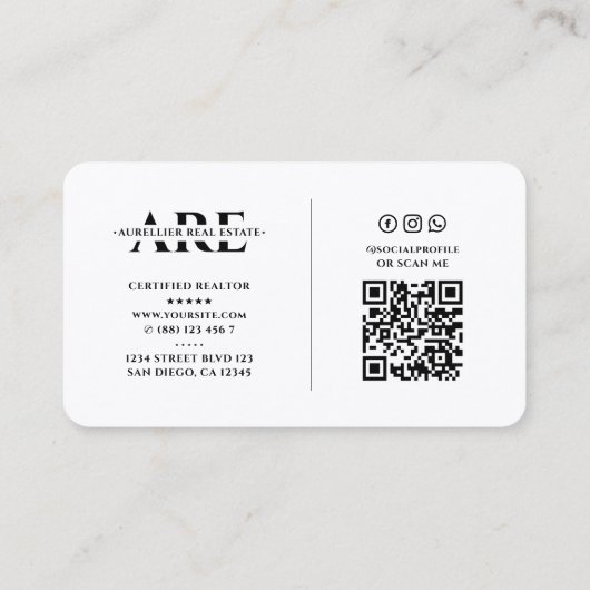 Makelaar Makelaar Minimal White Modern Visitekaartje (Achterkant)