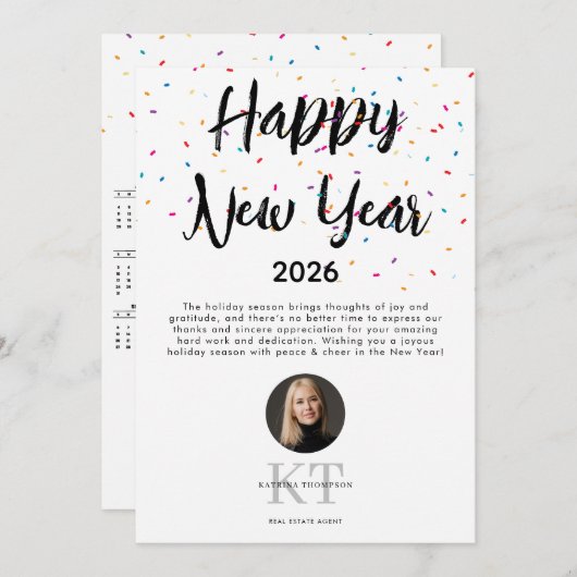 Makelaar makelaar Nieuwjaar 2026 Kalender Feestdagenkaart (Voorkant / Achterkant)