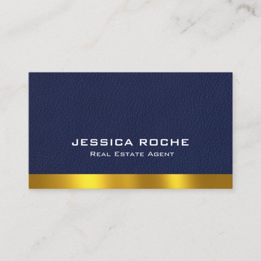 Makelaar Makelaar Realtor Blauw & Goud Custom Phot Visitekaartje (Voorkant)