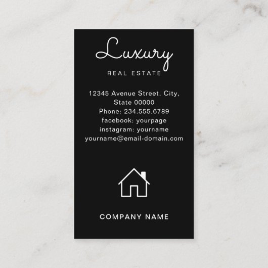 makelaar makelaar toevoegen foto monogram visitekaartje (Achterkant)