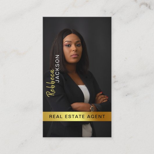 makelaar makelaar toevoegen foto monogram visitekaartje (Voorkant)