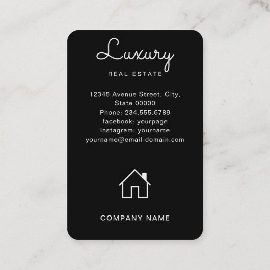 Makelaar makelaar zwart goud aangepaste foto visitekaartje (Achterkant)