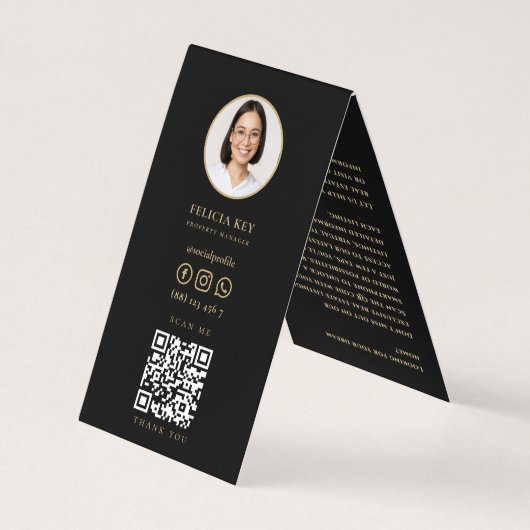 Makelaar Makelaar Zwart Goud Sleutel QR Foto Visitekaartje (Achterkant)