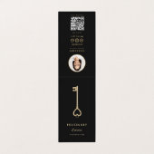 Makelaar Makelaar Zwart Goud Sleutel QR Foto Visitekaartje (Buitenkant ongevouwen)