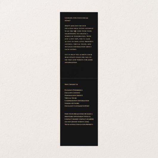 Makelaar Makelaar Zwart Goud Sleutel QR Foto Visitekaartje (Binnenkant ongevouwen)