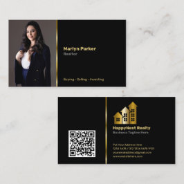 Makelaar met persoonlijke foto, QR-code en Logo Visitekaartje