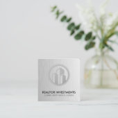 Makelaar | Metaalglans | Kantoorgebouw Vierkante Visitekaartje (Staand voorkant)