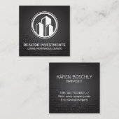 Makelaar | Metalen Achtergrond Vierkante Visitekaartje (Voorkant / Achterkant)