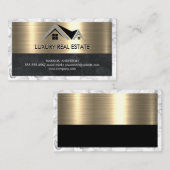 Makelaar | Metallic Gouden Marmer Zakelijk  Visitekaartje (Voorkant / Achterkant)