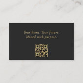 Makelaar Minimalistische Black Gold QR-code Visitekaartje (Achterkant)