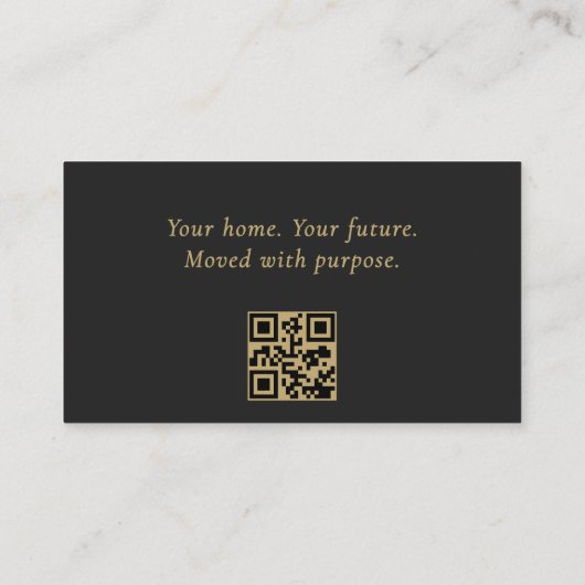 Makelaar Minimalistische Black Gold QR-code Visitekaartje (Achterkant)