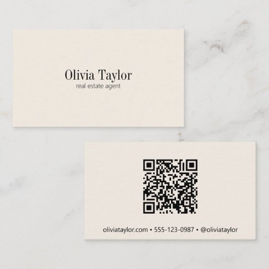 Makelaar Modern Minimaal Professioneel QR Visitekaartje (Voorkant / Achterkant)