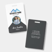 Makelaar Modern Zwart Blauwe Vastgoedmakelaar Foto Badge (Voor- en achterkant)