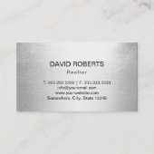 Makelaar Modern Zwart & Zilver Visitekaartje (Achterkant)