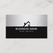 Makelaar Modern Zwart & Zilver Visitekaartje (Voorkant)
