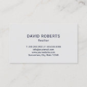 Makelaar Moderne Marine Blauw Zilver Realtor Visitekaartje (Achterkant)