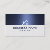 Makelaar Moderne Marine Blauw Zilver Realtor Visitekaartje (Voorkant)