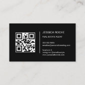 Makelaar Moderne Zwarte Makelaar Foto QR Visitekaartje (Achterkant)
