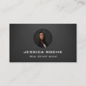 Makelaar Moderne Zwarte Makelaar Foto QR Visitekaartje (Voorkant)