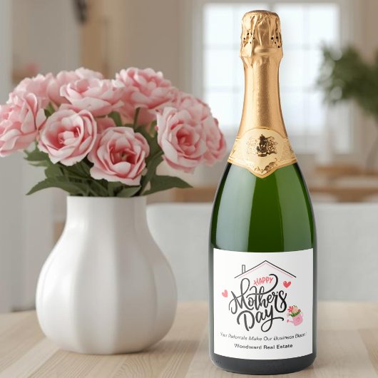 Makelaar Moederdag | Waardering voor verwijzingen Sparkling Wijnetiket