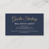 Makelaar Navy Blue Gold Foto QR-code Visitekaartje (Achterkant)