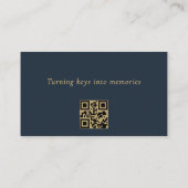 Makelaar Navy Blue Gold QR-code Visitekaartje (Achterkant)