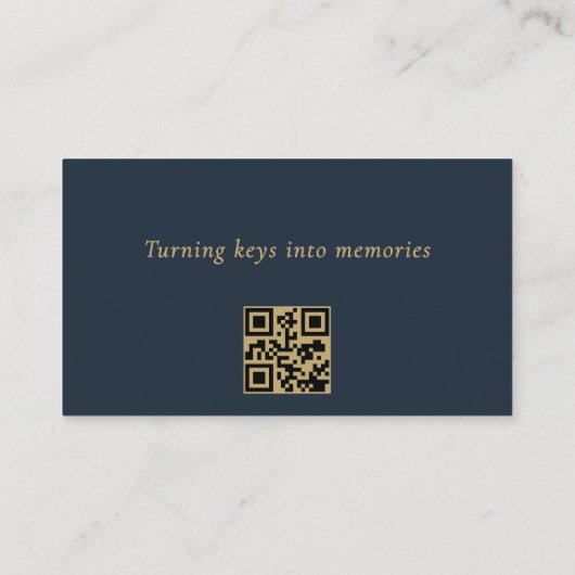Makelaar Navy Blue Gold QR-code Visitekaartje (Achterkant)