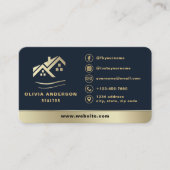 Makelaar Navy Blue Goud Visitekaartje (Voorkant)