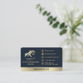 Makelaar Navy Blue Goud Visitekaartje (Staand voorkant)