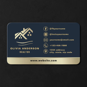 Makelaar Navy Blue Goud Visitekaartje