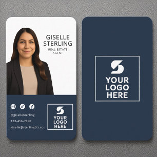 Makelaar Navy Blue Photo Logo Portrait Visitekaartje