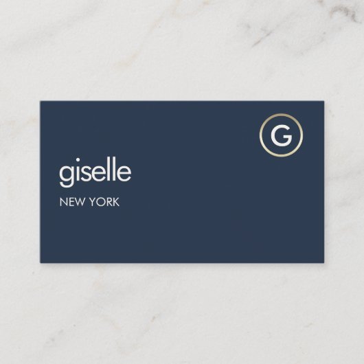 Makelaar Navy Blue QR Code Gold Monogram Visitekaartje (Voorkant)