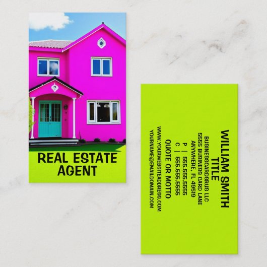 Makelaar Neon BRIGHTS Visitekaartje (Voorkant / Achterkant)